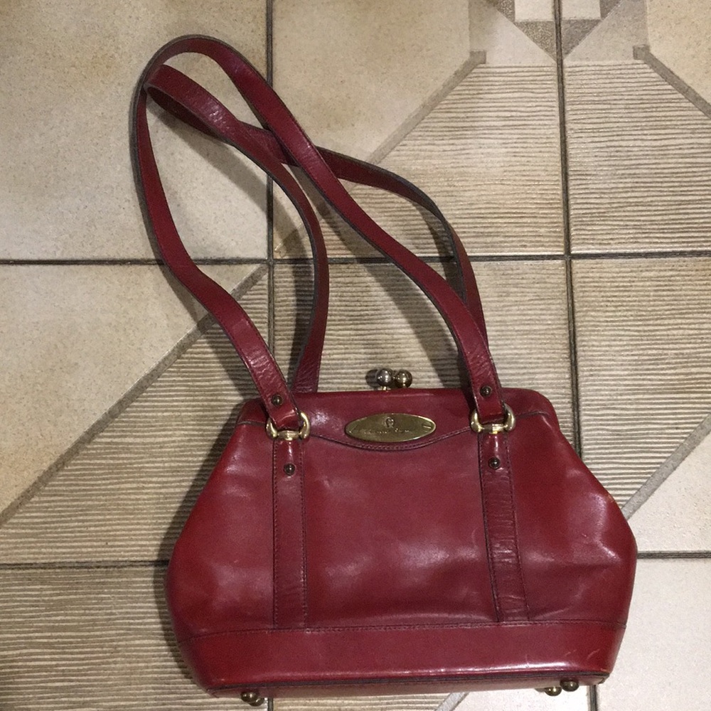 VINTAGE 80s ETIENNE AIGNER LEATHER SHOULDER BAG WINE/BURGUNDY